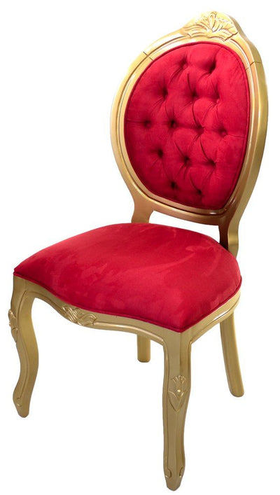 Cadeira Medalhão IV Entalhada - Dourado e Vermelho + Cores