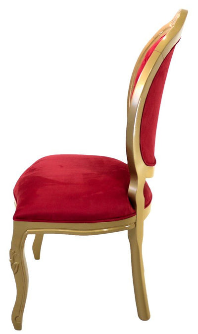 Cadeira Medalhão IV Entalhada - Dourado e Vermelho + Cores