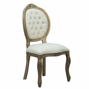 Cadeira Medalhão IV Entalhada Dourado Envelhecido + Linho Claro + Cores