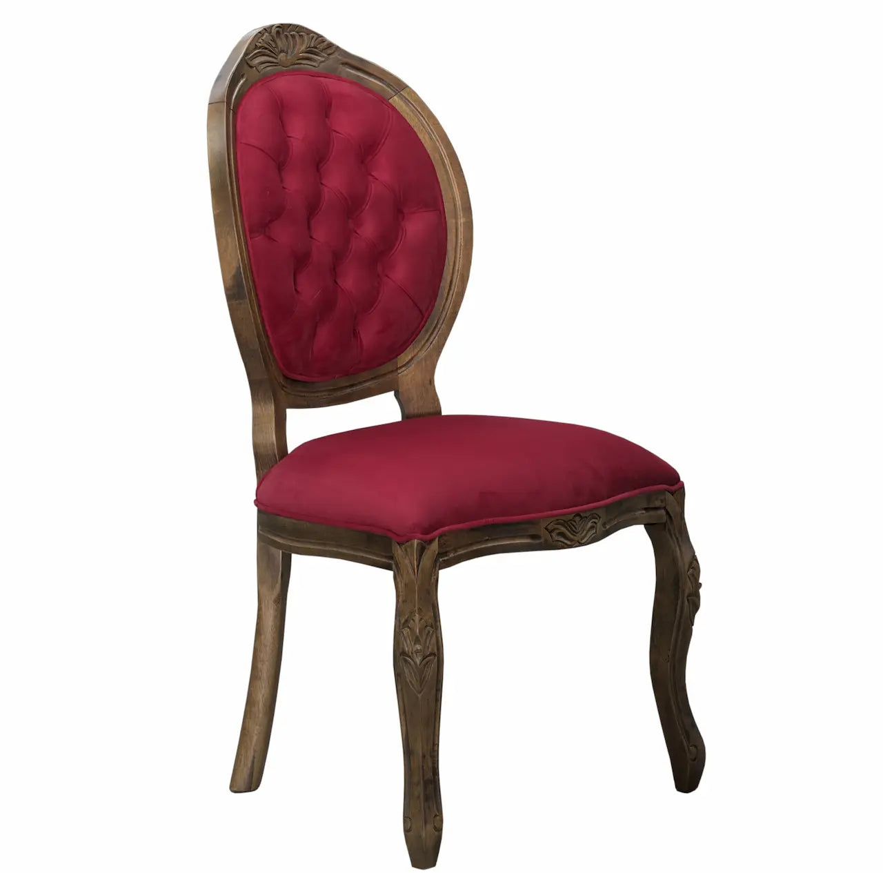 Cadeira Medalhão IV Entalhada Envelhecido e Vermelho + Cores