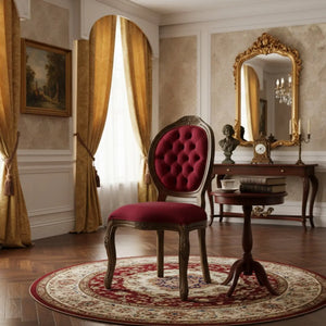 Cadeira Medalhão IV Entalhada Envelhecido e Vermelho + Cores