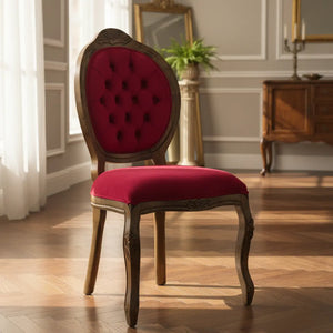 Cadeira Medalhão IV Entalhada Envelhecida e Vermelha + Cores