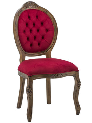 Cadeira Medalhão IV Entalhada Envelhecida e Vermelha + Cores