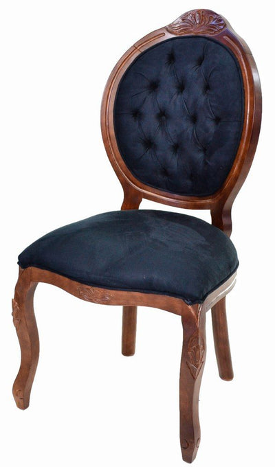 Cadeira Medalhão IV Entalhada - Imbuia e Preto + Cores