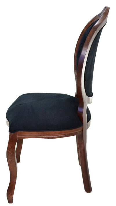 Cadeira Medalhão IV Entalhada - Imbuia e Preto + Cores