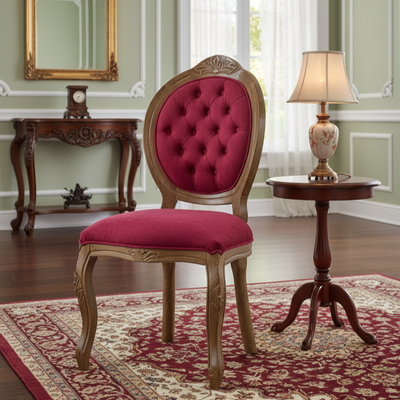 Cadeira Medalhão IV Entalhada - Imbuia e Veludo Amassado Vermelho + Cores