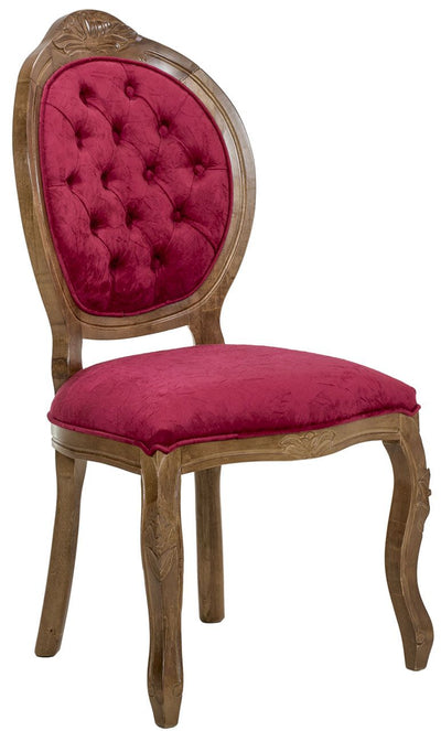 Cadeira Medalhão IV Entalhada - Imbuia e Veludo Amassado Vermelho + Cores
