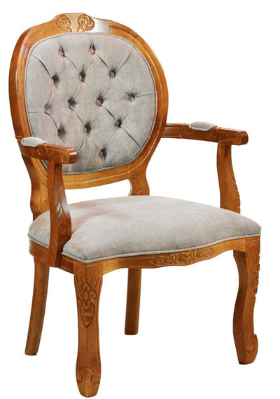 Poltrona Medalhão II Entalhada - Mel e Cinza Brilhante + Cores