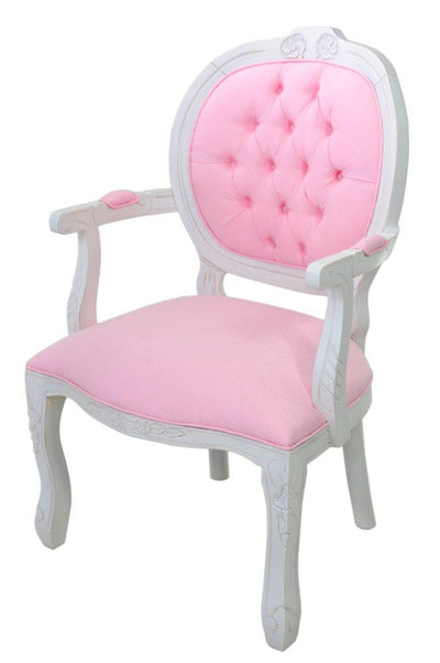 Poltrona Medalhão II Entalhada - Provençal Branco e Rosa Claro + Cores