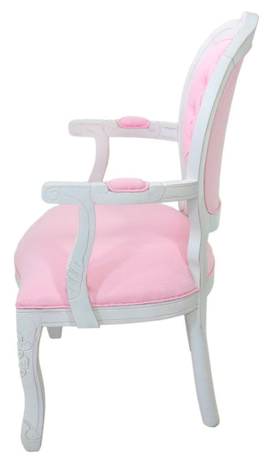 Poltrona Medalhão II Entalhada - Provençal Branco e Rosa Claro + Cores