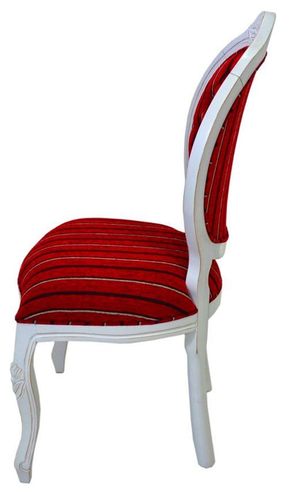 Cadeira Medalhão IV Entalhada - Provençal Branco com Riscado Vermelho + Cores