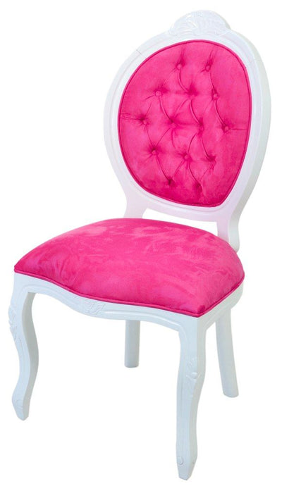 Cadeira Medalhão IV Entalhada - Branca e Rosa + Cores