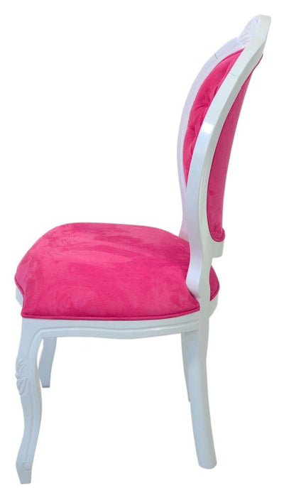 Cadeira Medalhão IV Entalhada - Branca e Rosa + Cores