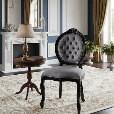 Cadeira Medalhão IV Entalhada sem Braço - Preto com Cinza Brilhante + Cores