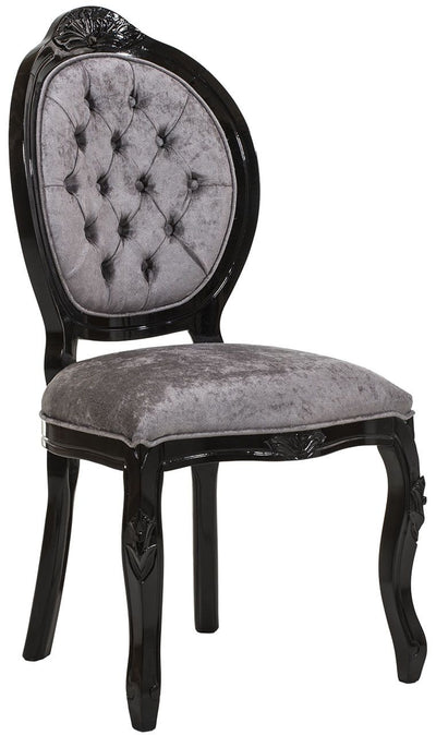 Cadeira Medalhão IV Entalhada sem Braço - Preto com Cinza Brilhante + Cores