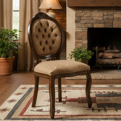 Cadeira Medalhão IV Entalhada - Capuccino e Arabesco Marrom + Cores