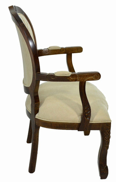 Poltrona Medalhão II Entalhada - Capuccino e Bege Texturizado + Cores