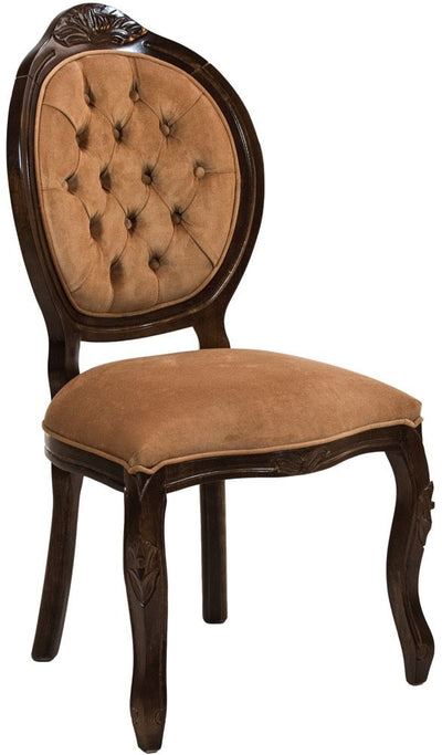 Cadeira Medalhão IV Entalhada - Capuccino e Aveludado Marrom Chocolate + Cores