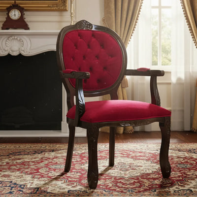 Poltrona Medalhão II Entalhada - Capuccino e Vermelho Vinho + Cores