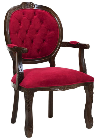 Poltrona Medalhão II Entalhada - Capuccino e Vermelho Vinho + Cores