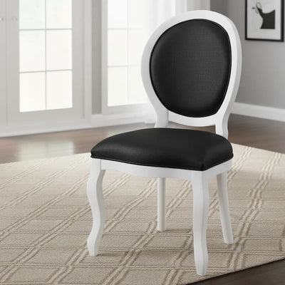 Cadeira Medalhão III Lisa - Branca com Facto Preto Impermeável + Cores