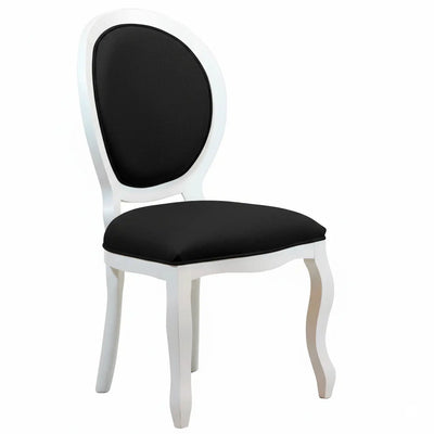 Cadeira Medalhão III Lisa - Branca com Facto Preto Impermeável + Cores