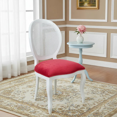 Cadeira Medalhão III Lisa com Encosto em Tela - Branca com Veludo Amassado Vermelho + Cores