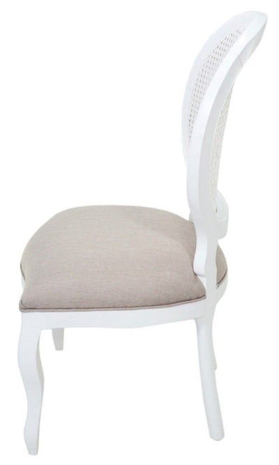 Cadeira Medalhão III Lisa com Encosto em Tela - Branca com Linho Marrom + Cores