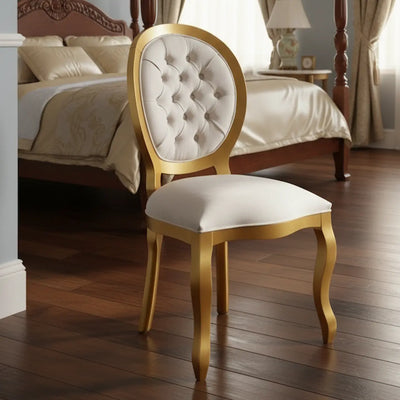 Cadeira Medalhão III Lisa com Capitonê - Veludo Cinza + Cores