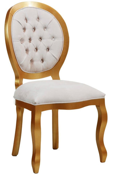 Cadeira Medalhão III Lisa com Capitonê - Veludo Cinza + Cores