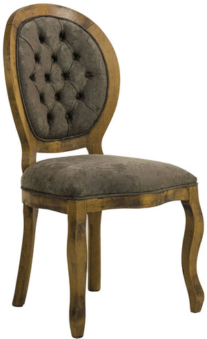 Cadeira Medalhão III Lisa com Capitonê Envelhecido e Veludo Amassado Marrom Esverdeado + Cores