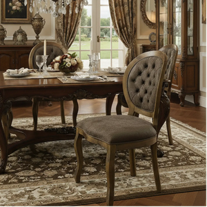 Cadeira Medalhão III Lisa com Capitonê Envelhecido e Veludo Amassado Marrom Esverdeado + Cores