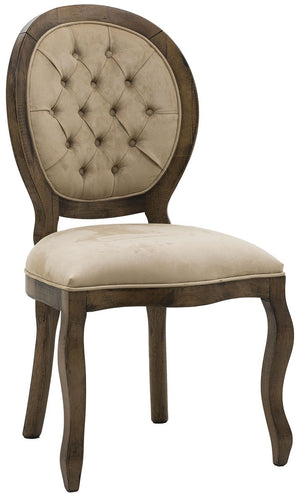 Cadeira Medalhão III Lisa com Capitonê Envelhecido e Marrom + Cores