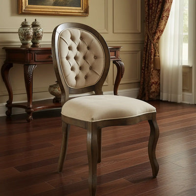 Cadeira Medalhão III Lisa com Capitonê Envelhecido e Marrom + Cores