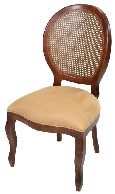 Cadeira Medalhão III Lisa com Encosto em Tela - Imbuia e Caramelo + Cores