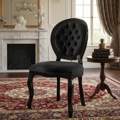 Cadeira Medalhão III Lisa com Capitonê - Preta + Cores