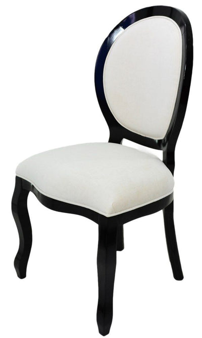 Cadeira Medalhão III Lisa - Preta e Aveludado Creme + Cores