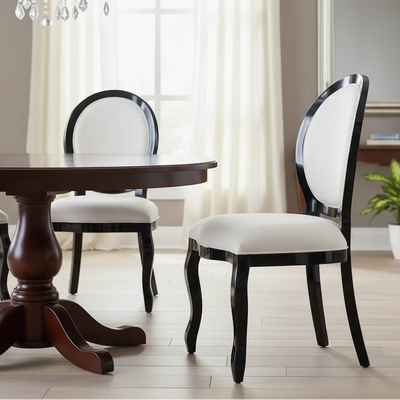 Cadeira Medalhão III Lisa - Preta e Aveludado Creme + Cores