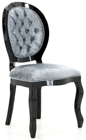 Cadeira Medalhão III Lisa com Capitonê Preta com Azul Brilhante + Cores