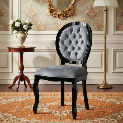 Cadeira Medalhão III Lisa com Capitonê Preta com Azul Brilhante + Cores