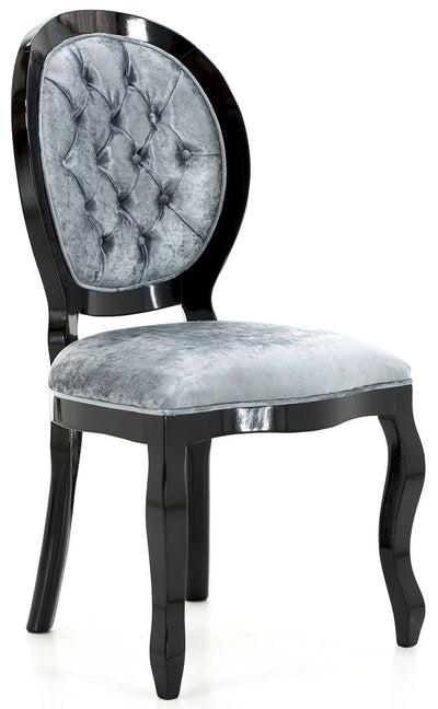 Cadeira Medalhão III Lisa com Capitonê Preta com Azul Brilhante + Cores