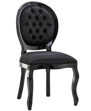 Cadeira Medalhão III Lisa com Capitonê Preta Brilhante + Cores