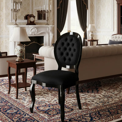 Cadeira Medalhão III Lisa com Capitonê Preta Brilhante + Cores