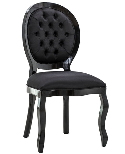 Cadeira Medalhão III Lisa com Capitonê Preta Brilhante + Cores