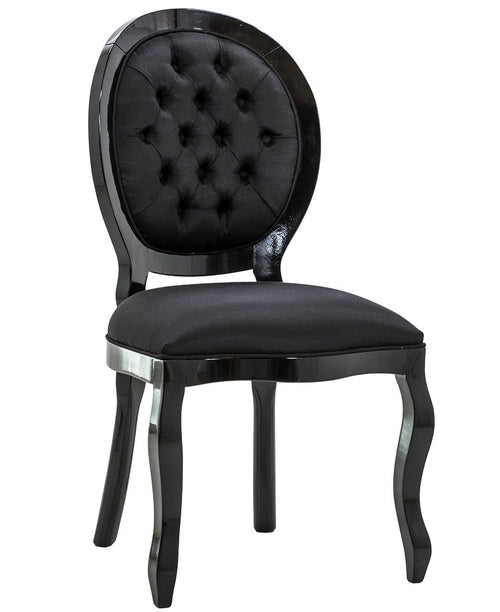 Cadeira Medalhão III Lisa com Capitonê Preta Brilhante + Cores