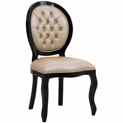 Cadeira Medalhão III Lisa com Capitonê - Preta com Facto Dourado + Cores