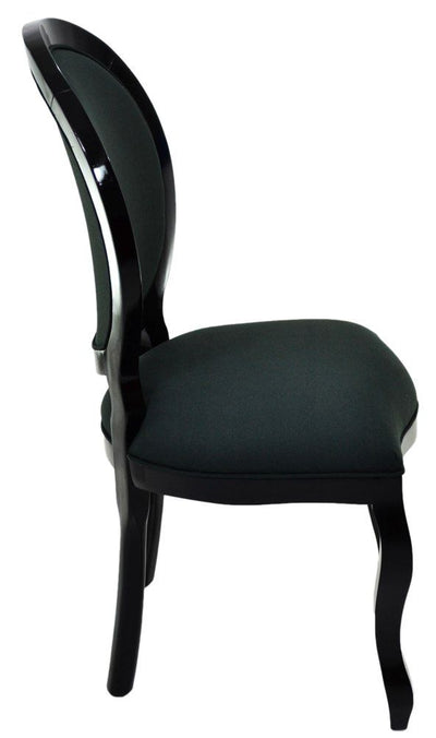 Cadeira Medalhão III Lisa - Preta e Linho Preto + Cores