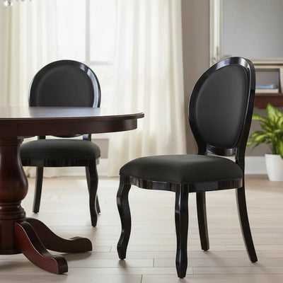 Cadeira Medalhão III Lisa - Preta e Linho Preto + Cores