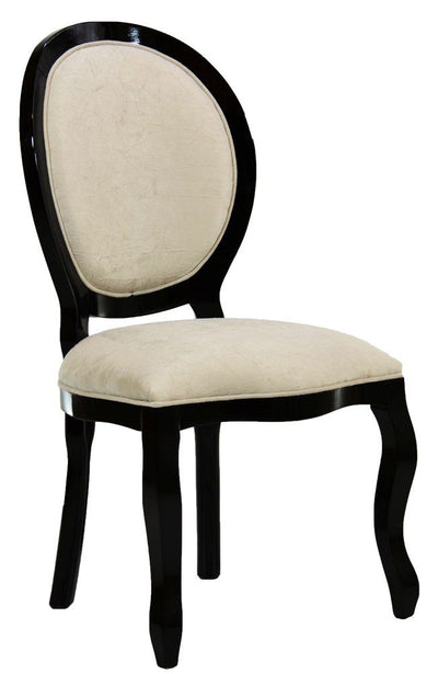 Cadeira Medalhão III Lisa - Preta e Veludo Amassado Pérola + Cores