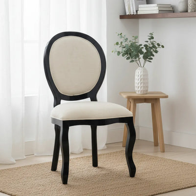 Cadeira Medalhão III Lisa - Preta e Veludo Amassado Pérola + Cores